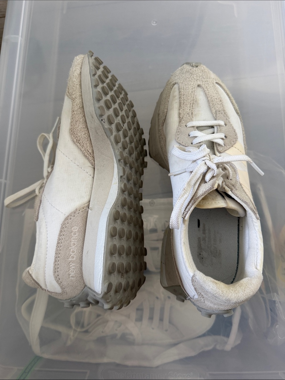 New Balance Women's Beige and White Retro Runner Sneakers